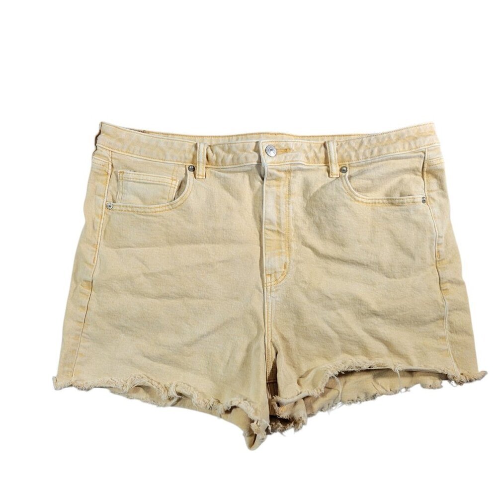 American Eagle Denim Shorts Womens 18 Mom Orange Yellow Cutoffs Distressed